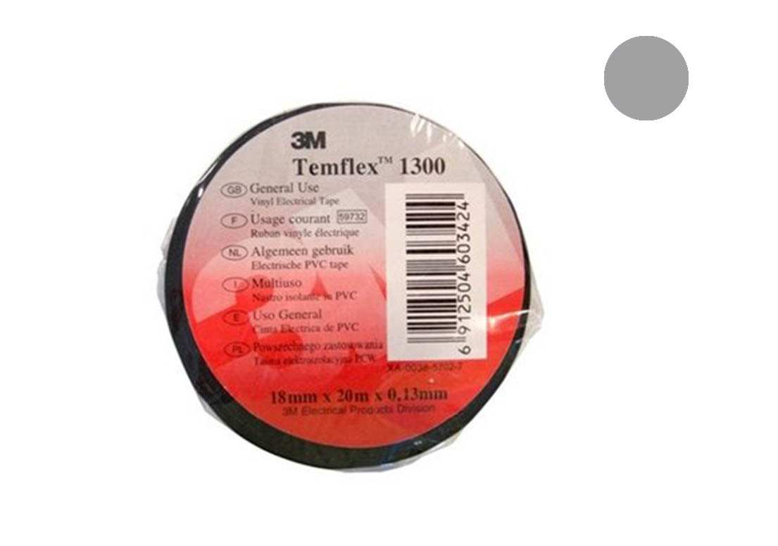 7100081325 Temflex 1300, серая, универсальная изоляционная лента, 15мм х 10м х 0,13мм
