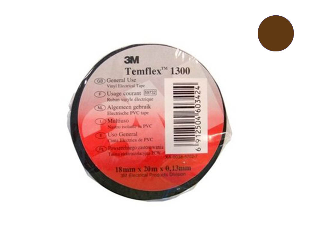 7100081326 Temflex 1300, коричневая, универсальная изоляционная лента, 15мм х 10м х 0,13мм